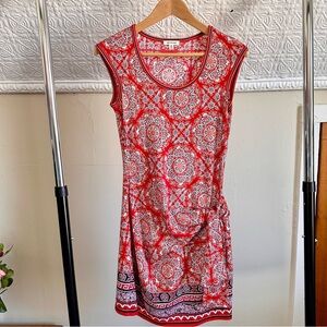 Max Studio Poly/Span Red Print Dress